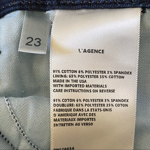 L'Agence Lenna Cropped Baby Flare Mid Rise Denim Dark Wash Jean Size 23 - Picture 14 of 15